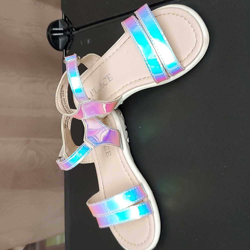 Children's Place, iridescent, velcro sandals, size toddler 6-7